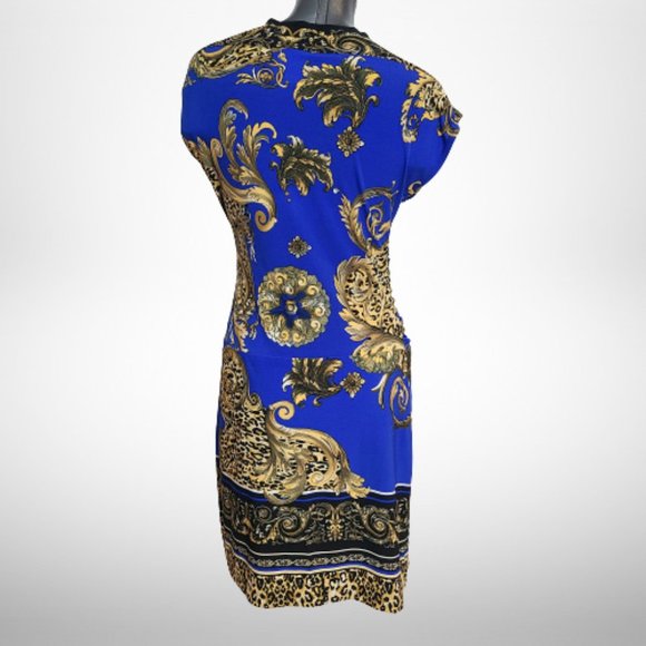 Stunning Just Cavalli Blue Baroque Print  Stretch Mini Dress - Size Small - Picture 10 of 16